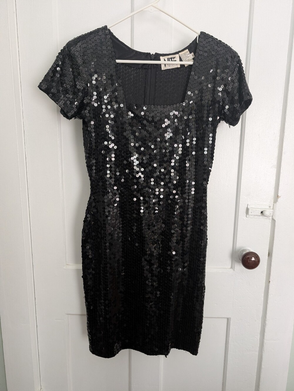 Vintage 1980s Black Sequin Mini Dress by Niteline